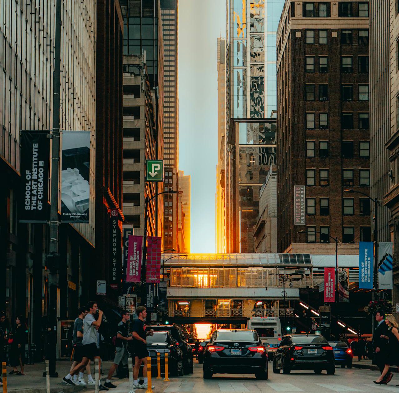 Downtown Chicago sunset.
